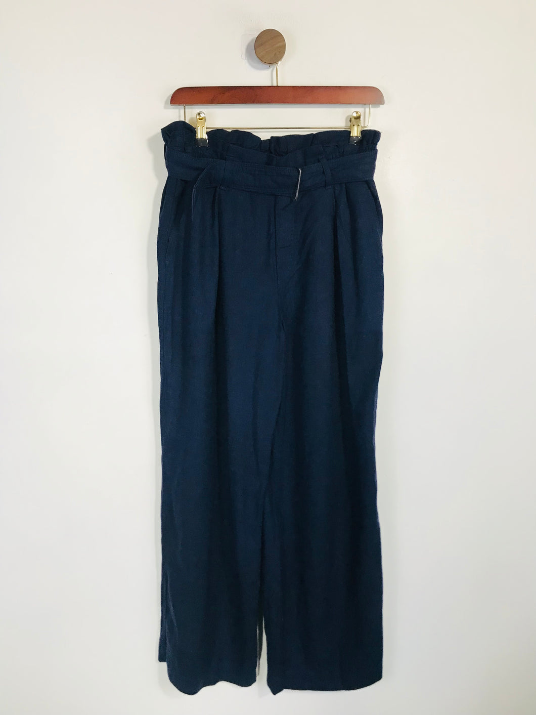 Uniqlo Women's Linen High Waist Casual Trousers | S UK8 | Blue