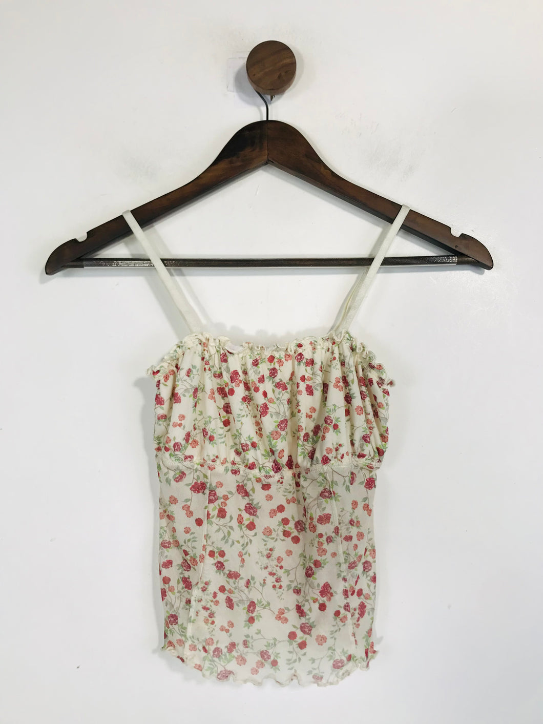 Urban Outfitters Women's Floral Mesh Tank Top | S UK8 | Beige