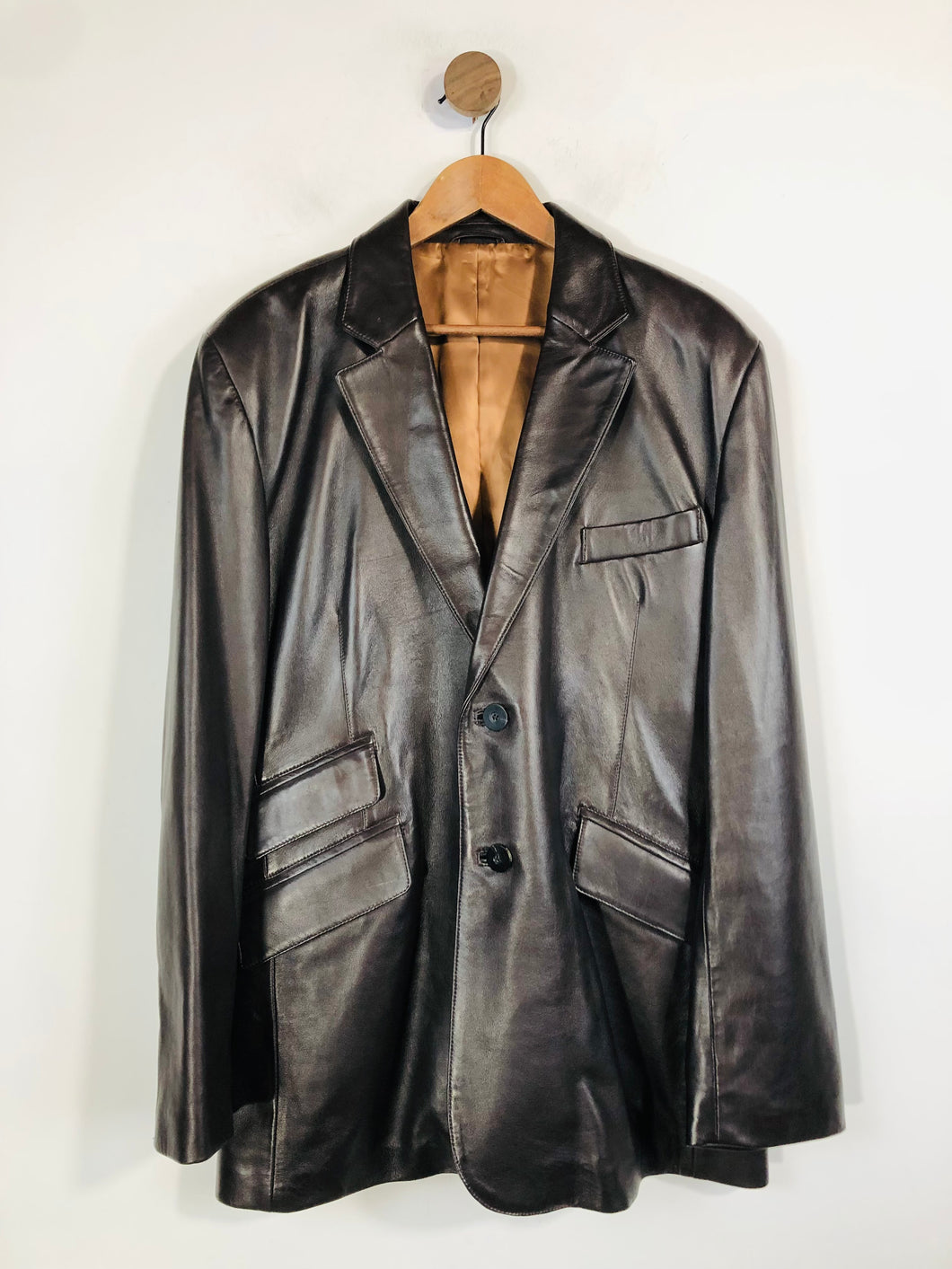Crombie Men's Leather Overcoat | XXL | Brown
