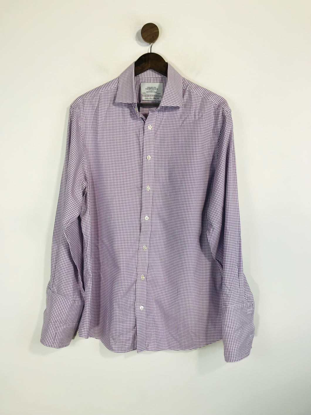 Charles Tyrwhitt Men's Cotton Striped Button-Up Shirt | 16.5 42 | Purple