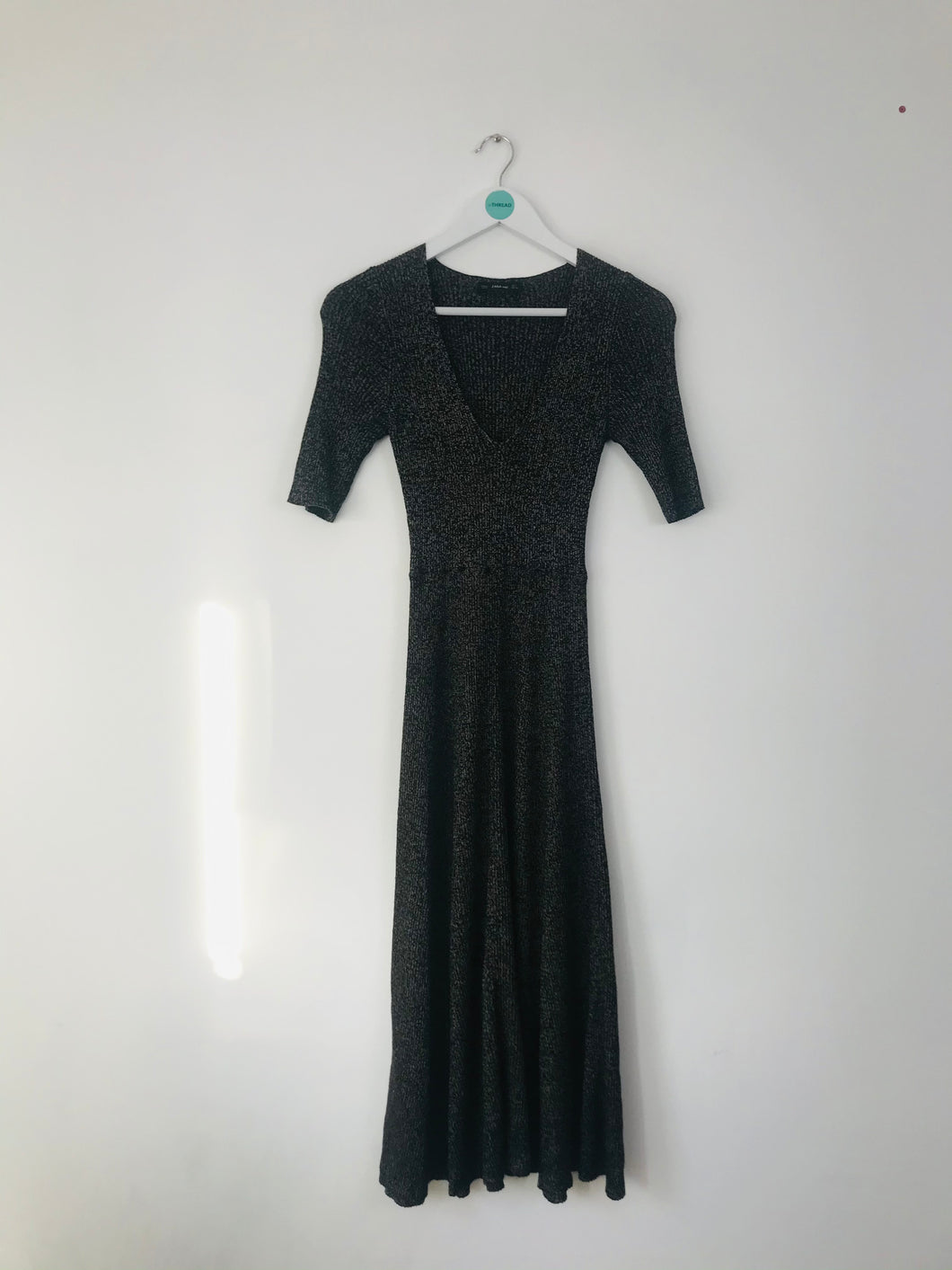 Zara Womens Knit Midi Dress | S UK8 | Brown