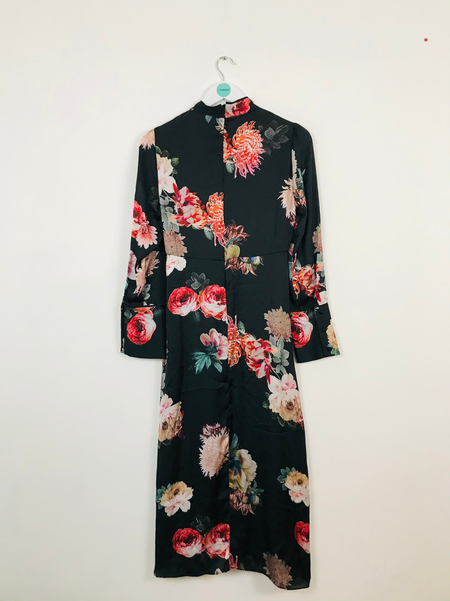 Zara Women's Floral Mandarin Collar Long-Sleeve Maxi Dress NWT | M | B ReThread Zara Women's Floral Mandarin Collar Long-Sleeve Maxi Dress NWT | M | B ReThread