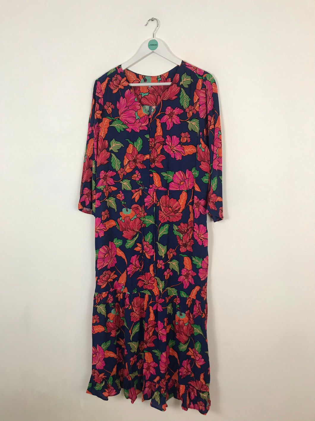 Oliver Bonas Women’s Floral Print Oversized Maxi Dress | UK14 | Multicolour