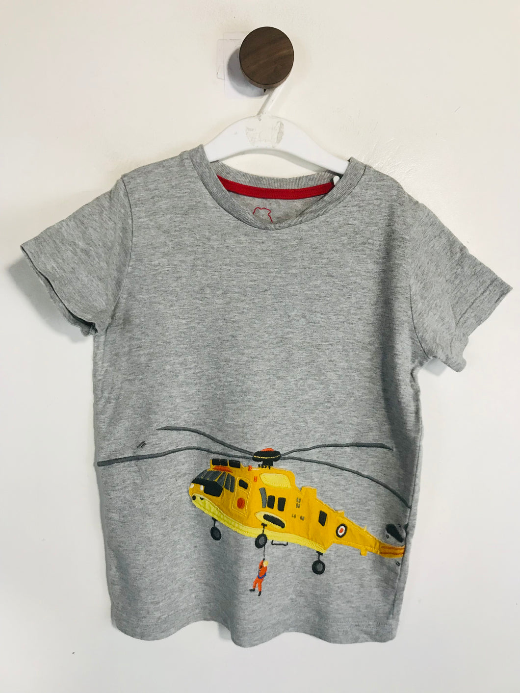 Boden Kid's Helicopter Embroidered T-Shirt | 5-6 Years | Grey