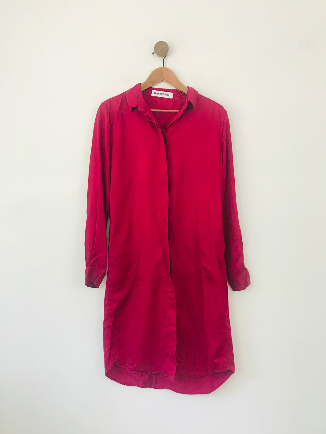 Kings of Indigo Women's Midi Shirt Dress | S UK8 | Red