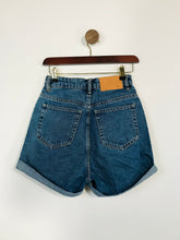 Load image into Gallery viewer, Zara Women&#39;s High Waisted Denim Jean Hot Pants Shorts | EU32 UK6 | Blue
