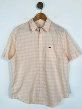 Load image into Gallery viewer, Lacoste Men&#39;s Check Gingham Short Sleeve Button-Up Shirt | 41 L | Pink
