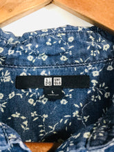 Load image into Gallery viewer, Uniqlo Women&#39;s Floral Long Sleeve Button-Up Shirt | L UK14 | Blue
