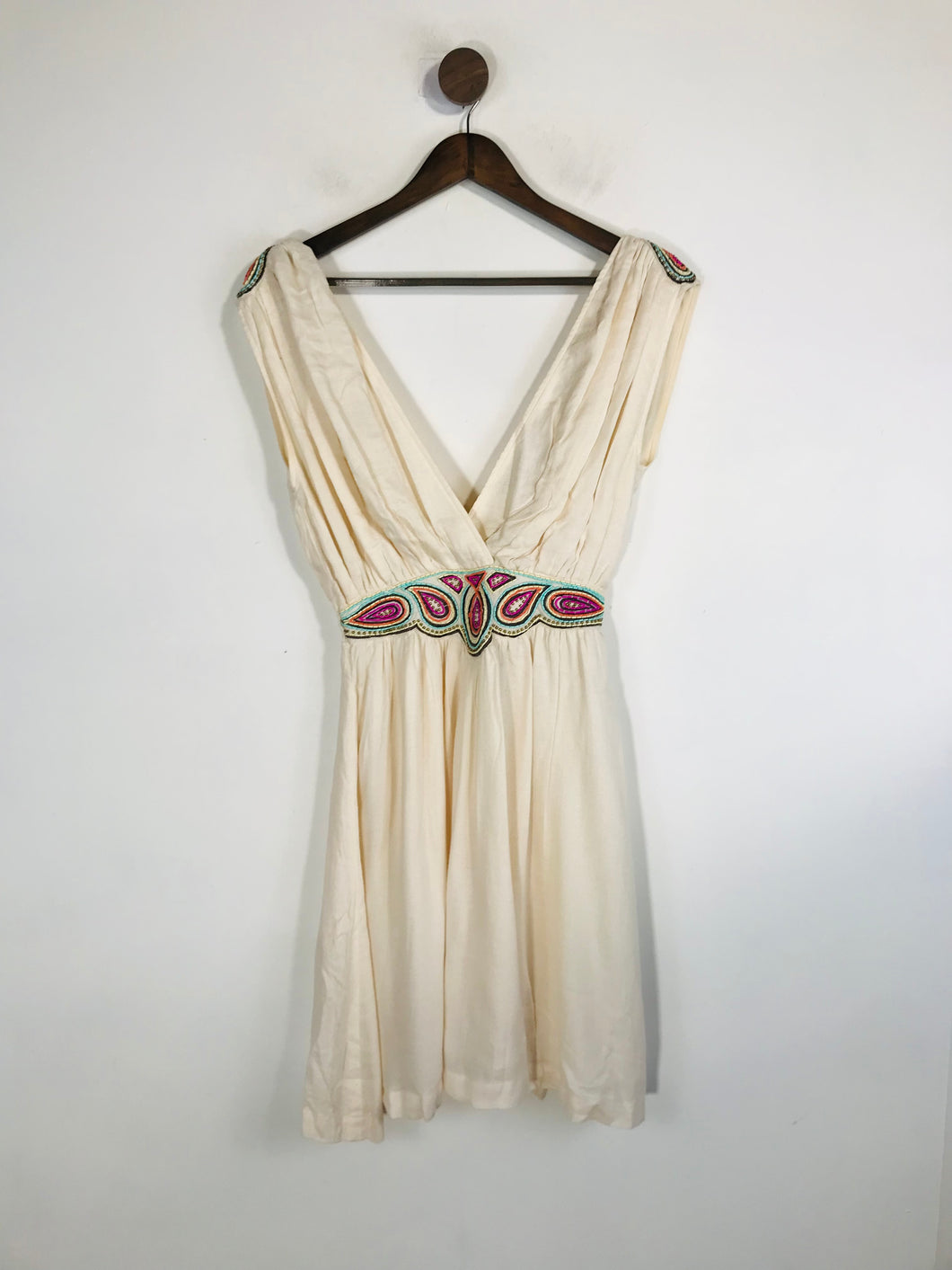 French Connection Women's Embroidered Pleated Mini Dress NWT | UK6 | White