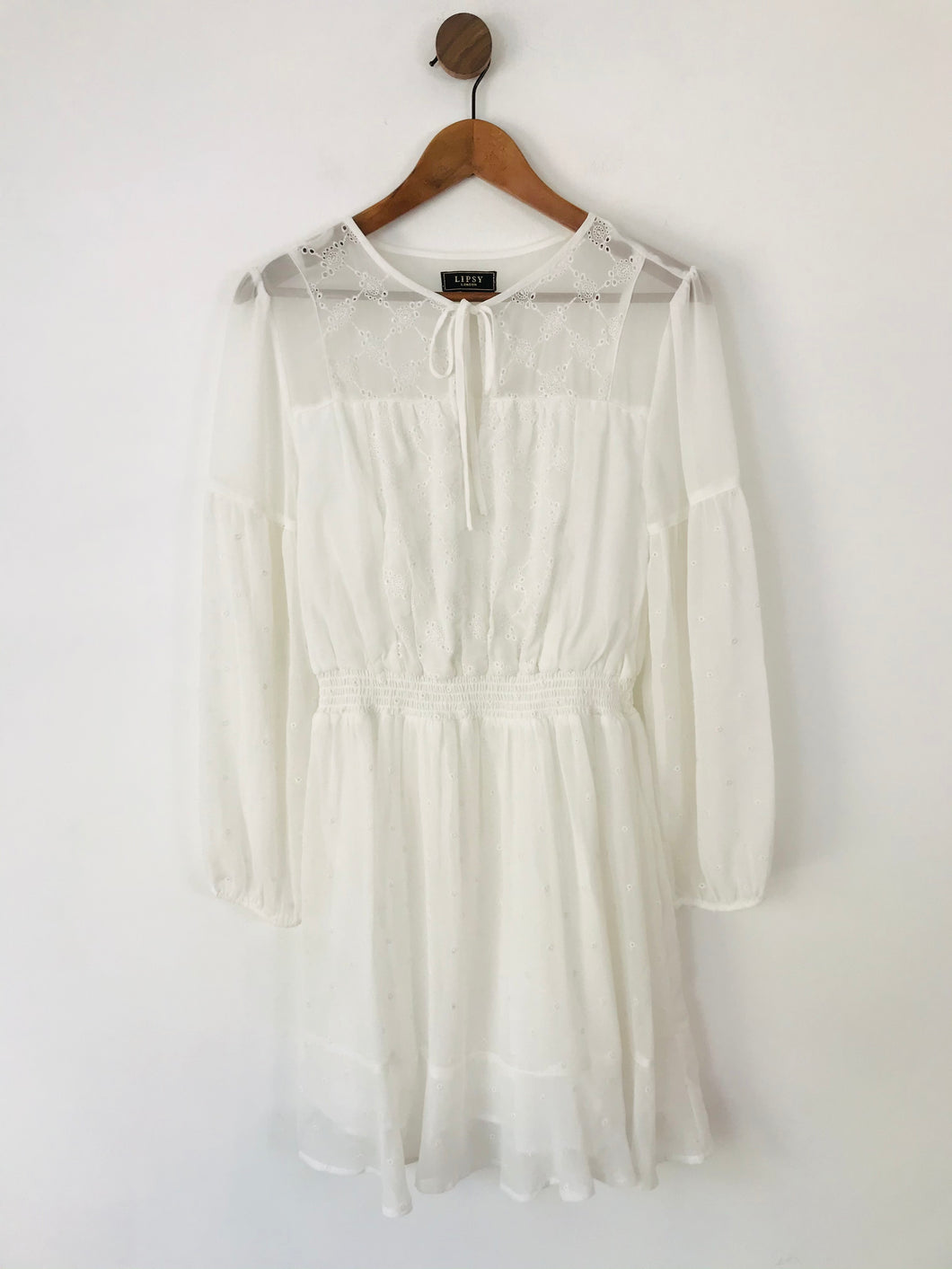 Lipsy Women's Boho Long Sleeve Mini Dress | UK12 | White