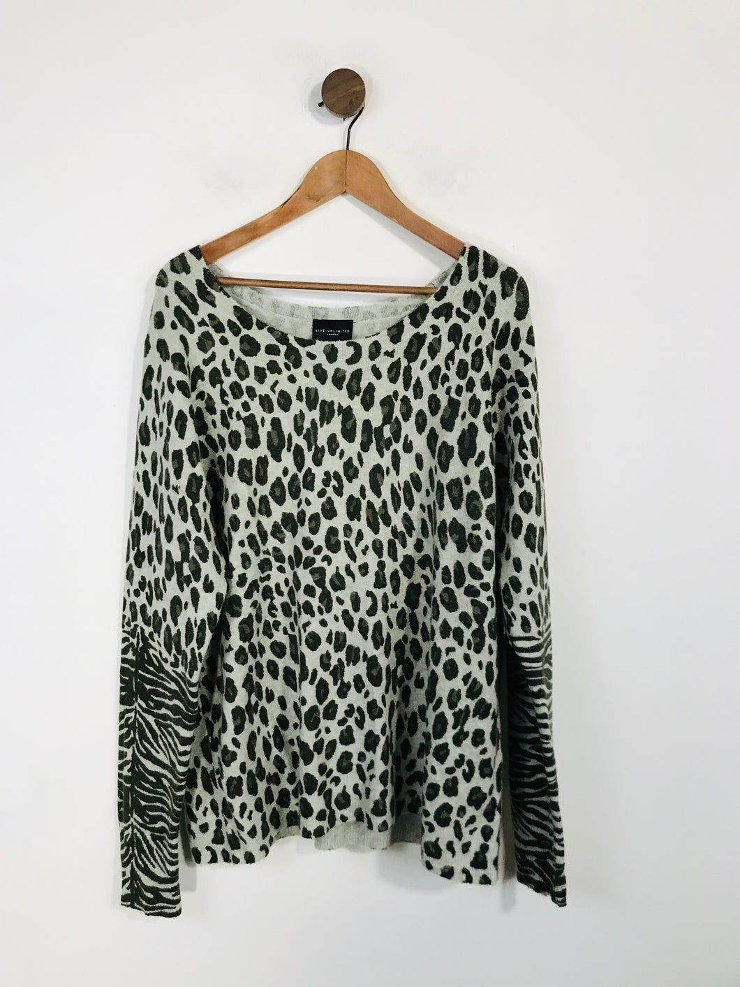 Live Unlimited Women's Leopard Print Jumper | UK14/16 | Grey