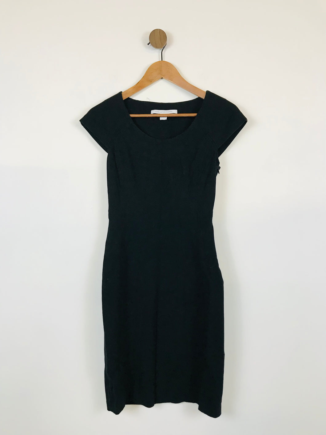 Diane Von Furstenberg Women's Cap Sleeve Sheath Dress | 2 UK6 | Black