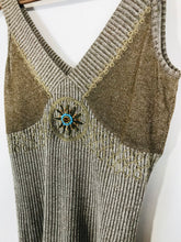 Load image into Gallery viewer, Sonia Fortuna Women&#39;s Embroidered Knit Tank Top | L UK14 | Brown
