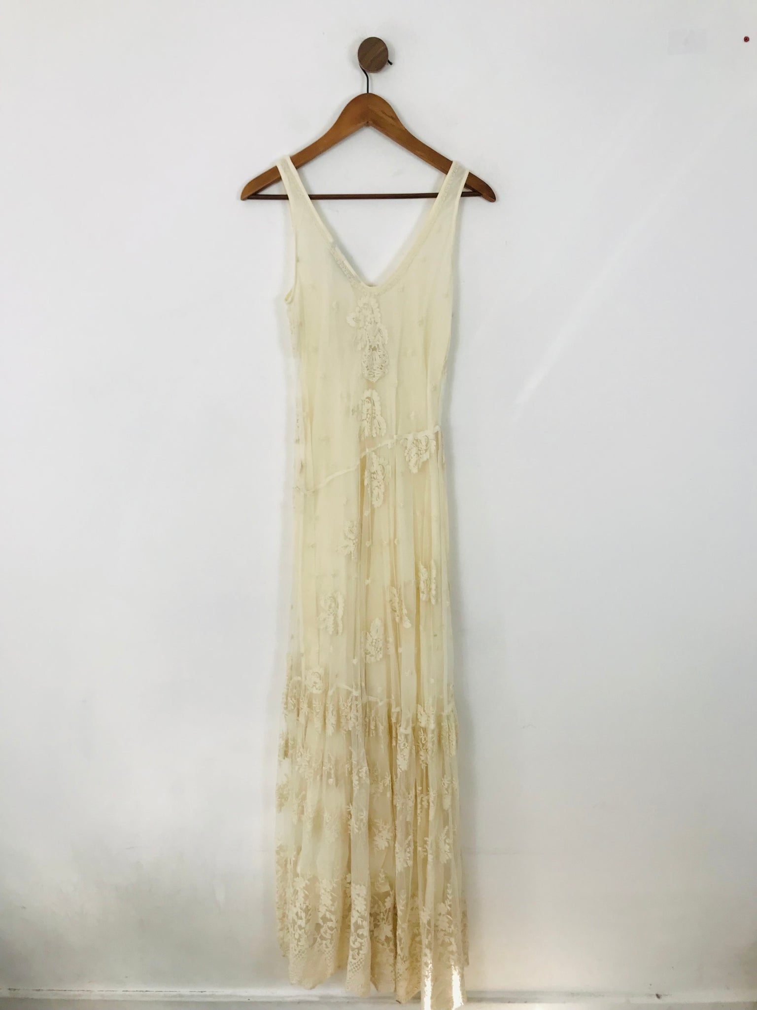 Zara Women's Floral Embroidered Mesh Maxi Dress | XS UK6-8 | White ReThread Zara Women's Floral Embroidered Mesh Maxi Dress | XS UK6-8 | White ReThread