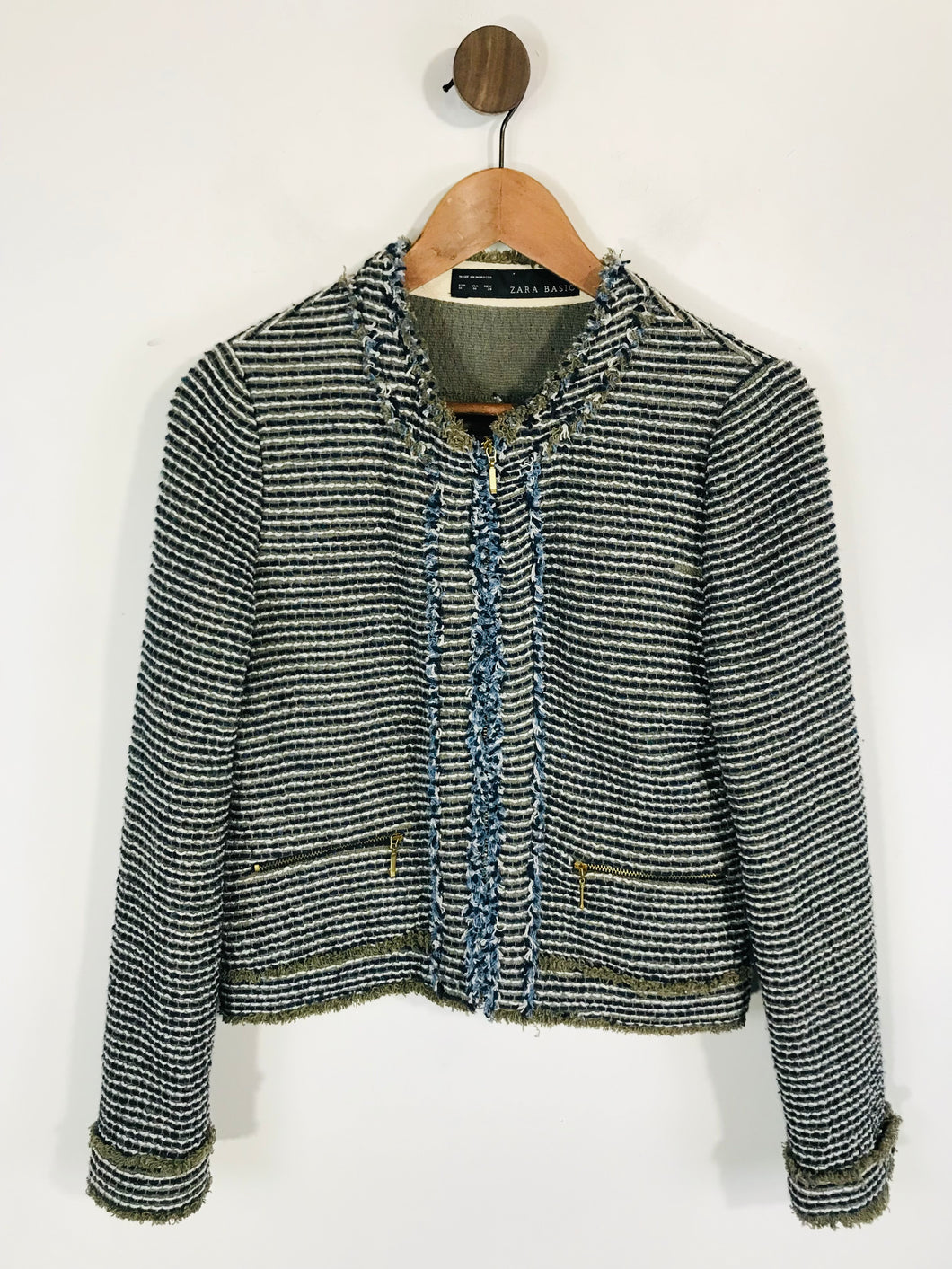 Zara Women's Knit Blazer Jacket | M UK10-12 | Blue