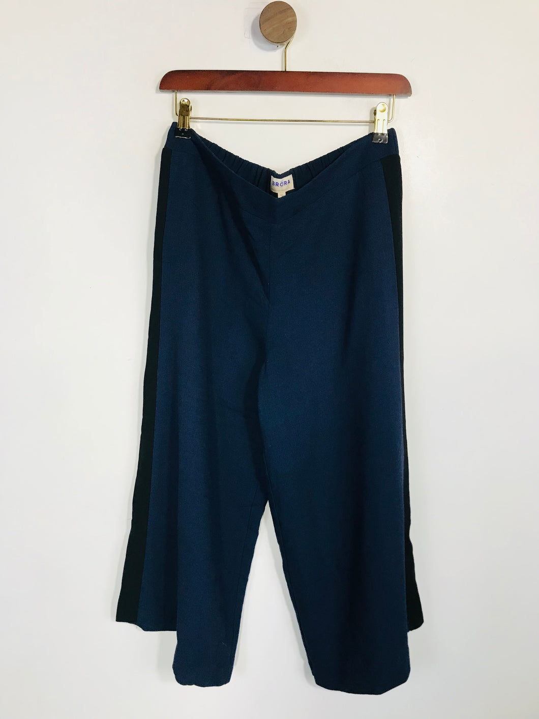 Brora Women's Wool Colour Block Culottes Trousers | UK12 | Blue