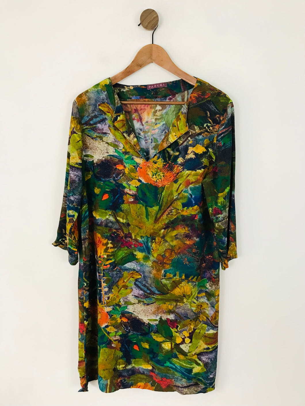 Pazuki Women's Long Sleeve V-Neck Shift Dress | M UK10-12 | Multicolour