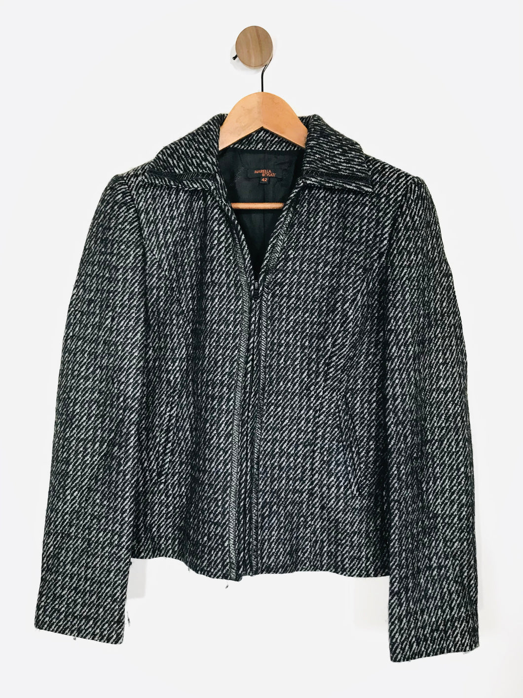Mariella Rosati Women's Striped Smart Suit Jacket Blazer | UK10 | Black