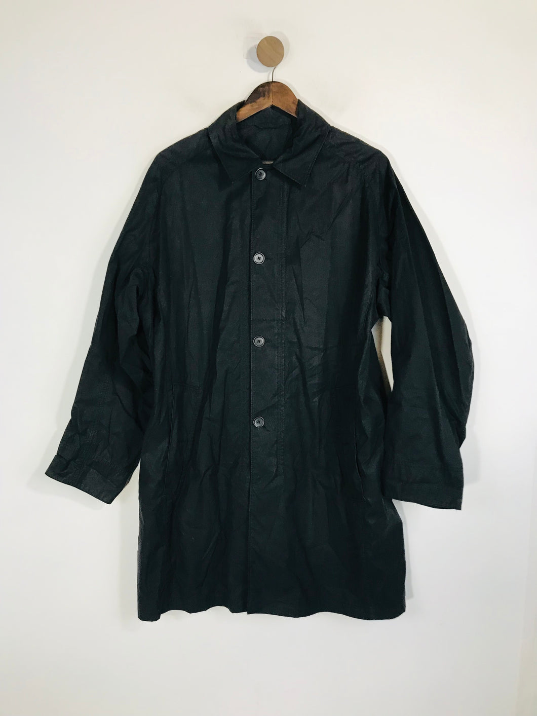 Reiss Men's Cotton Zip Long Overcoat | XL | Black