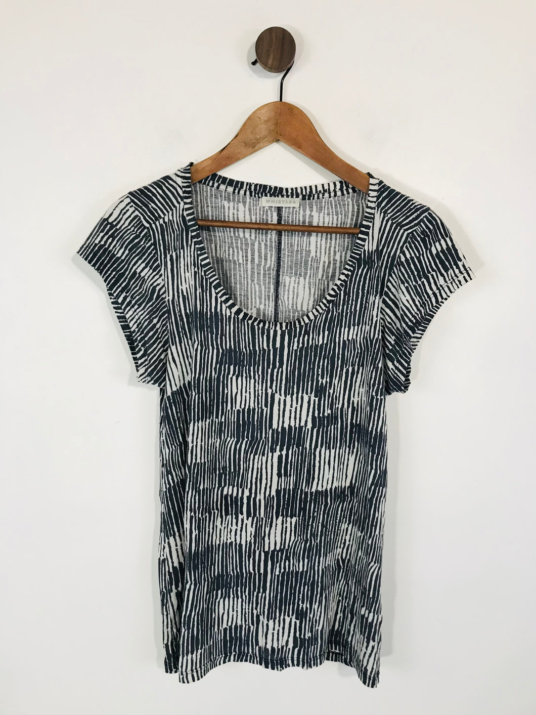 Whistles Women's Striped T-Shirt | UK10 | Black