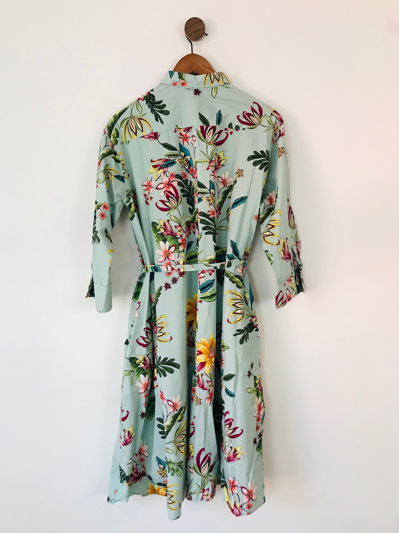 Zara Women's Floral Midi Shirt Dress | L UK14 | Blue ReThread Zara Women's Floral Midi Shirt Dress | L UK14 | Blue ReThread