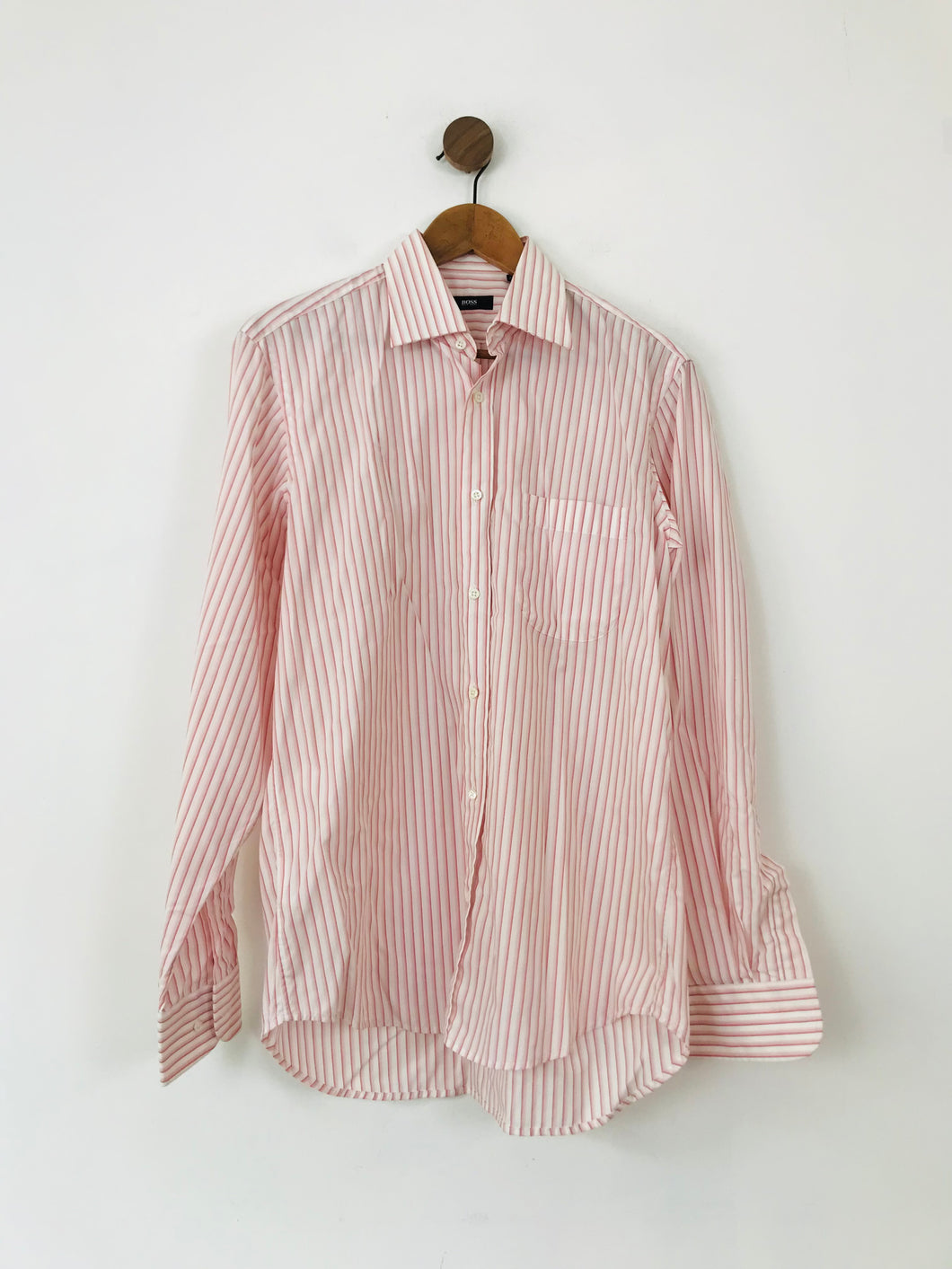 Boss Hugo Boss Men's Striped Button-Up Shirt | 15.5 39 | Pink