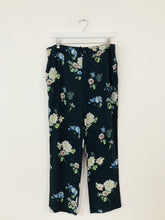 Load image into Gallery viewer, Zara Women’s Floral Wide Leg Culottes Trousers | L | Dark Navy
