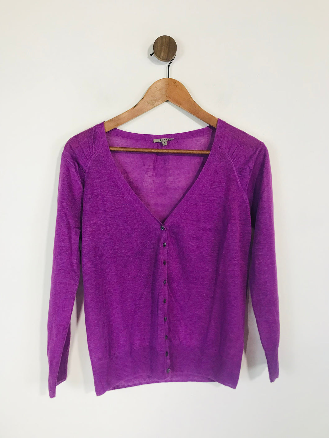 Jigsaw Women's Long Sleeve Linen Cardigan  | S UK8 | Purple