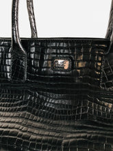 Load image into Gallery viewer, Osprey Women&#39;s Leather Croc Shoulder Bag | M UK10-12 | Black
