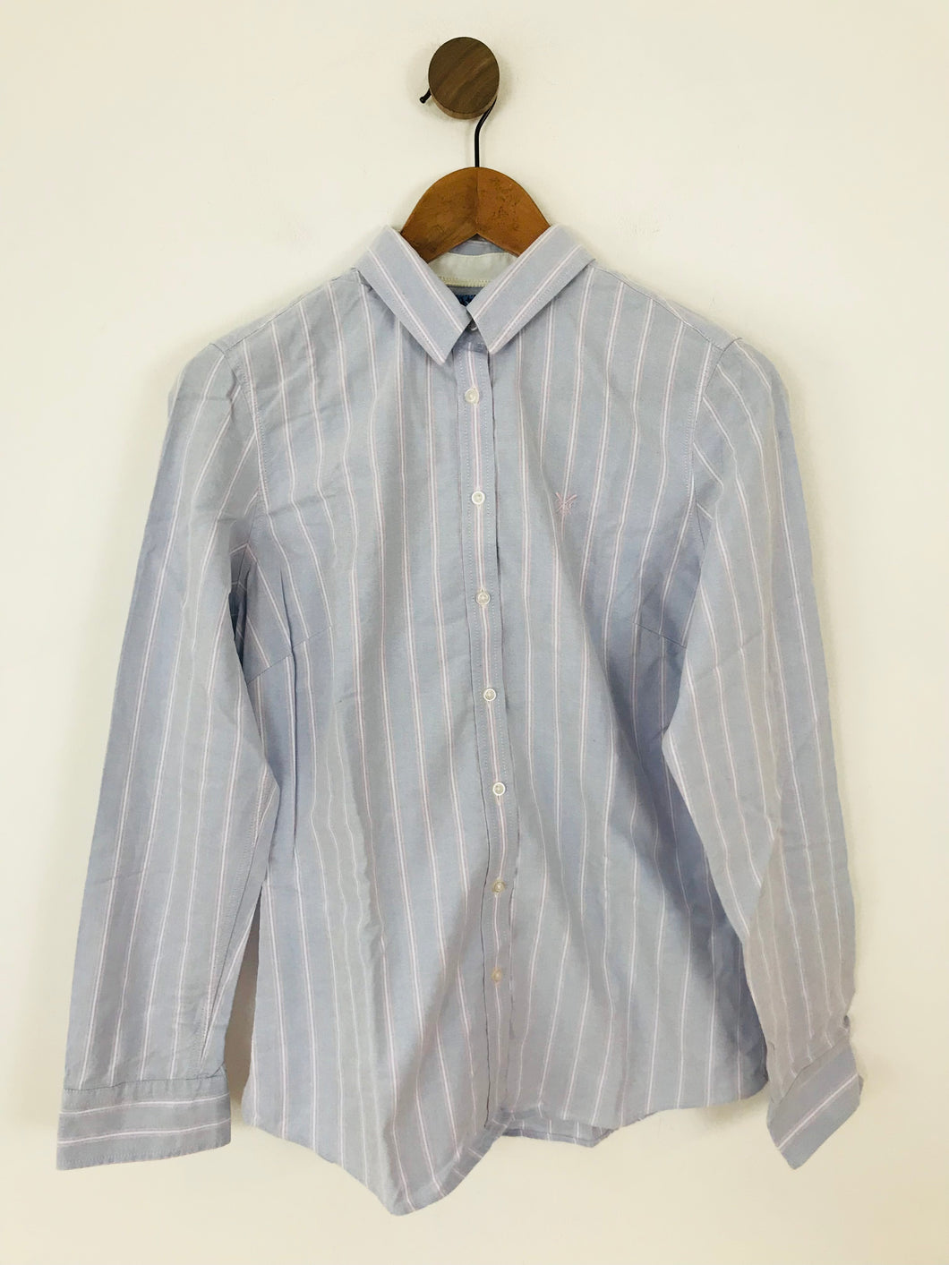 Crew Clothing Women's Striped, Long Sleeve Button-Up Shirt | UK10 | Blue