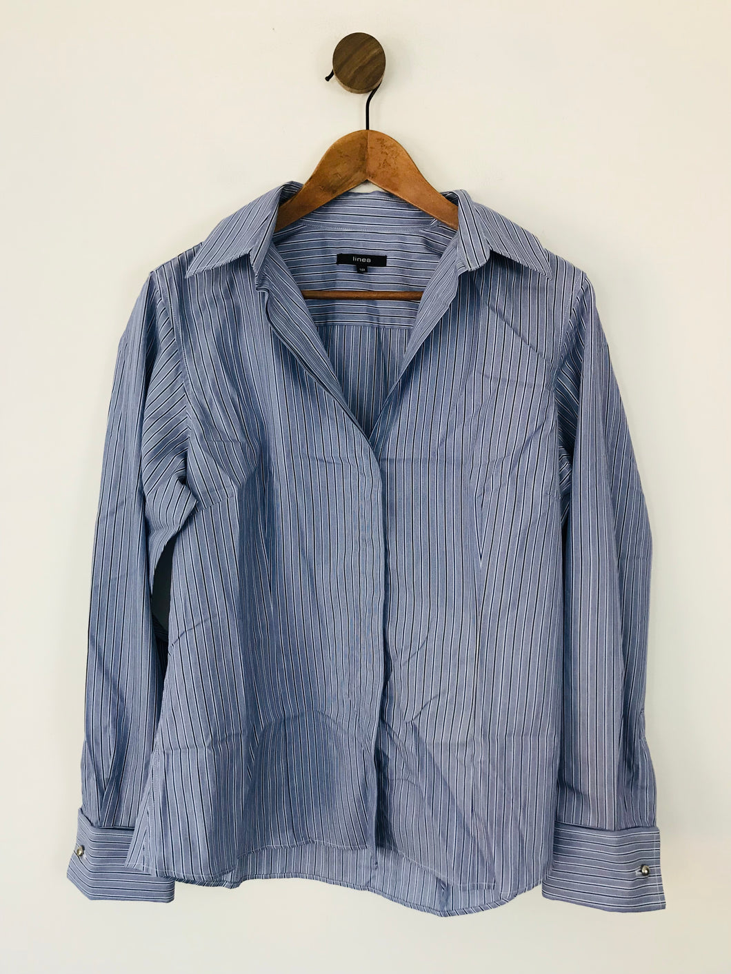 Linea Women's Striped Long Sleeve Button-Up Shirt | UK18 | Blue