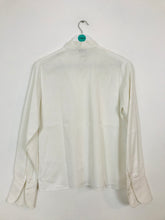 Load image into Gallery viewer, Rene Hazan Women’s Button Collarless Shirt | 44 UK16 | White

