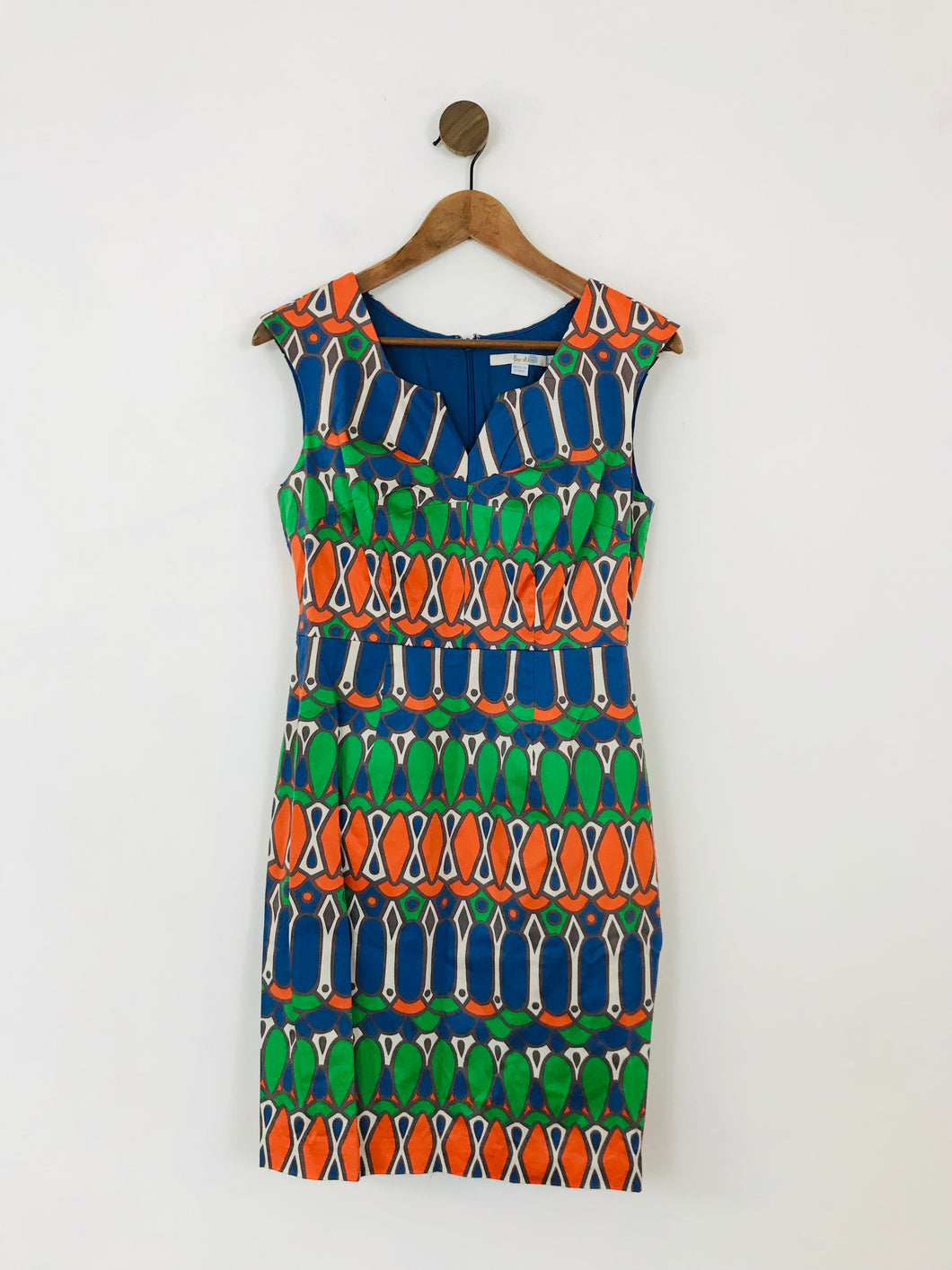 Boden Women's Fitted Geometric Print Shift Dress | UK10 | Multicolour