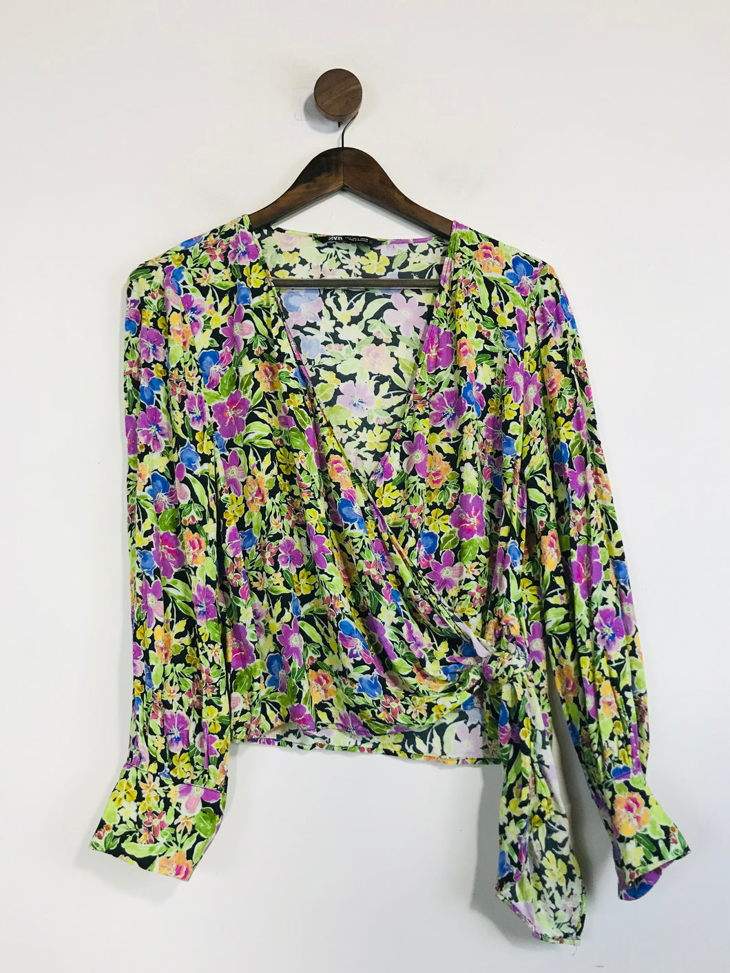 Zara Women's Floral Wrap Blouse | L UK14 | Multicoloured
