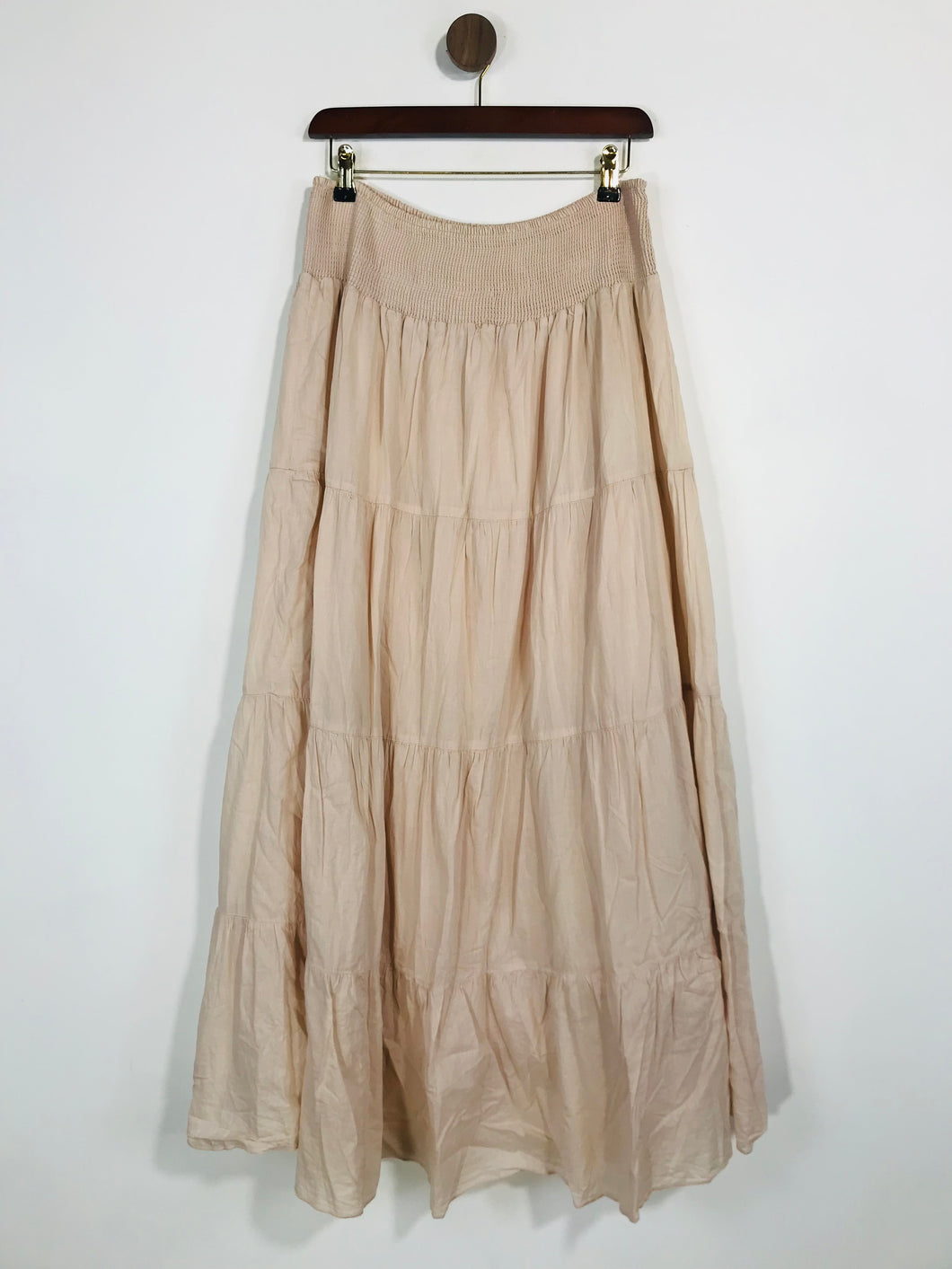 Zara Women's Cotton Boho Maxi Skirt | M UK10-12 | Pink