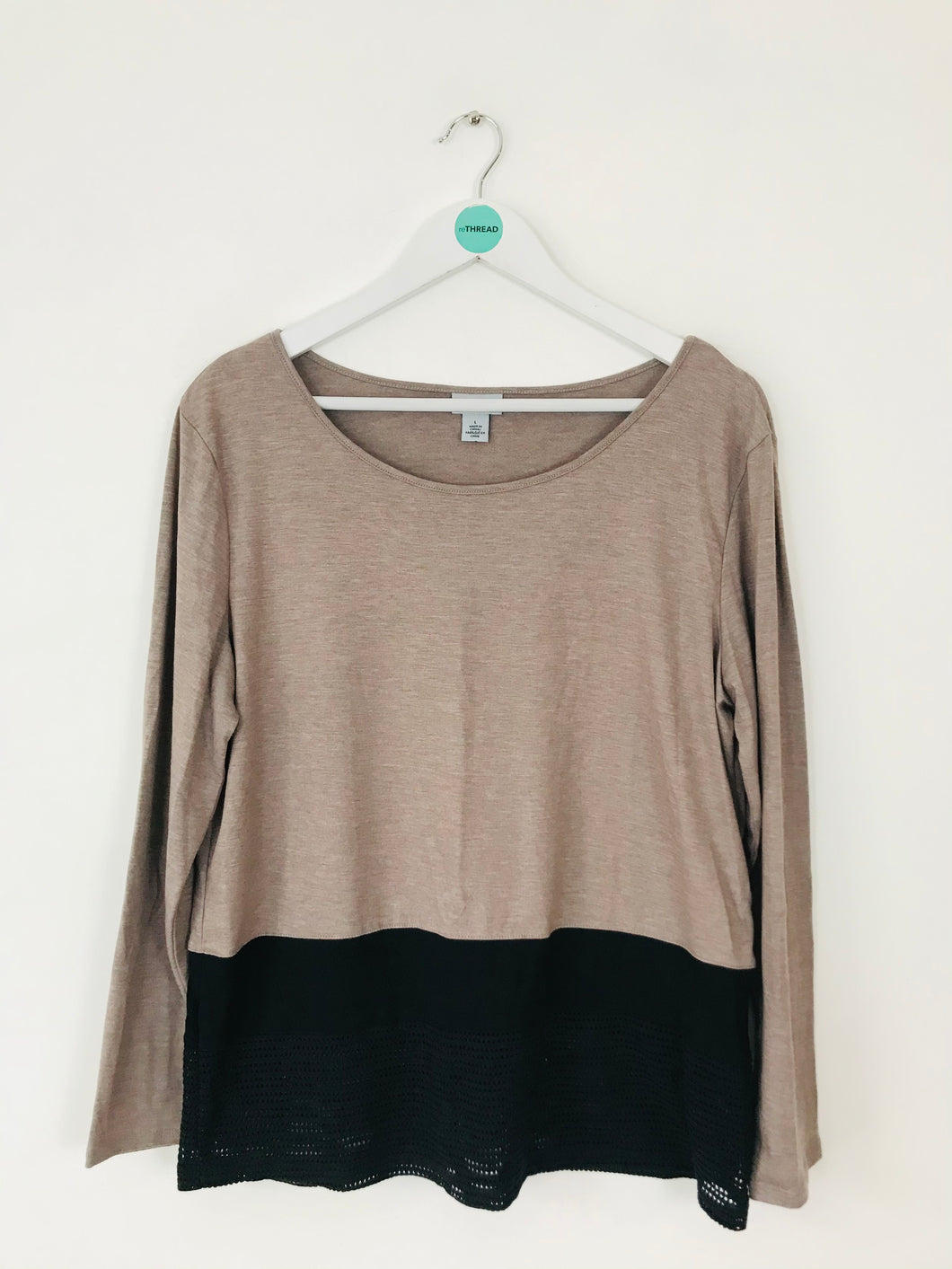 DKNY Women’s Long Sleeve T-Shirt | L | Brown Black
