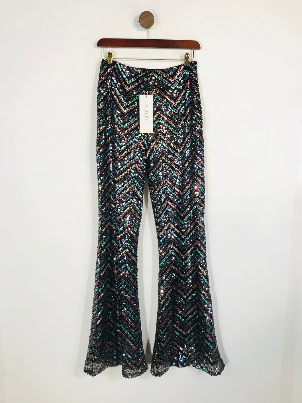 Club London Women's Sequin Flare Smart Trousers NWT | UK10 | Multicoloured