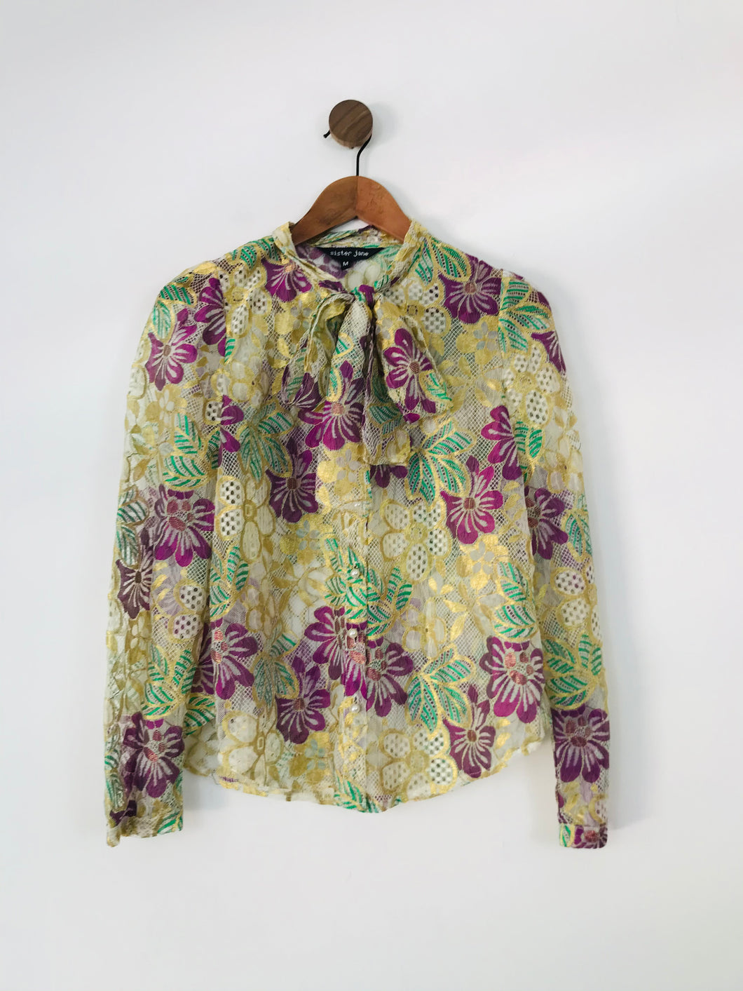 Sister Jane Women's Floral Lace Tie Blouse | M UK10 | Multicolour