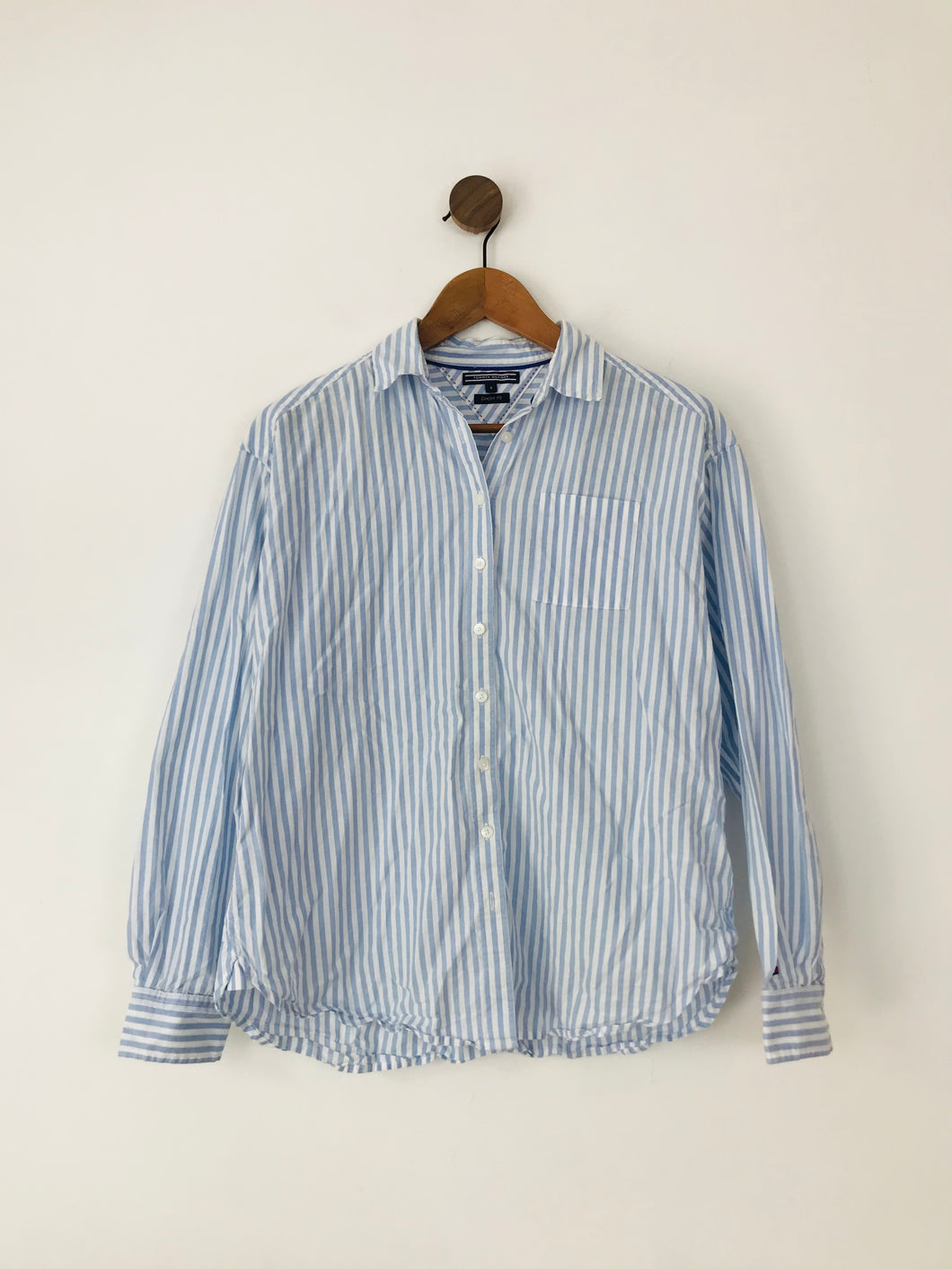 Tommy Hilfiger Women’s Button-Up Stripe Shirt | US4 UK8 | Blue