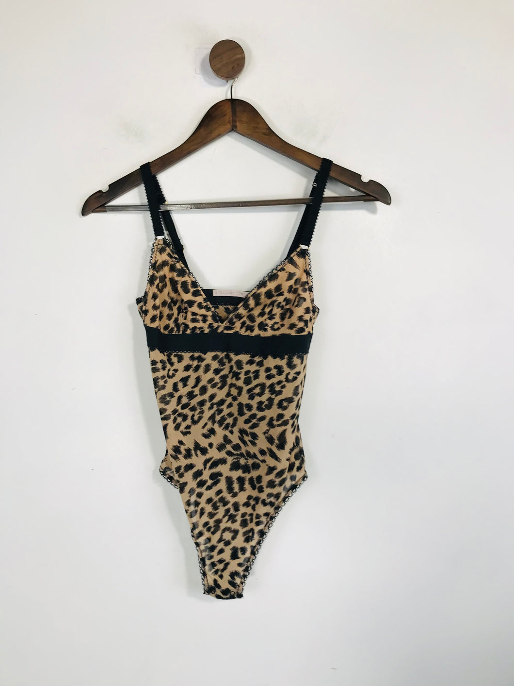 Stella McCartney Women's Leopard Print Mesh Bodysuit Top | S UK8 | Brown