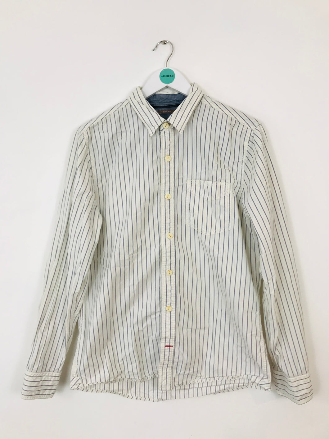 Fat Face Men’s Pin-Stripe Long Sleeve Shirt | M | White
