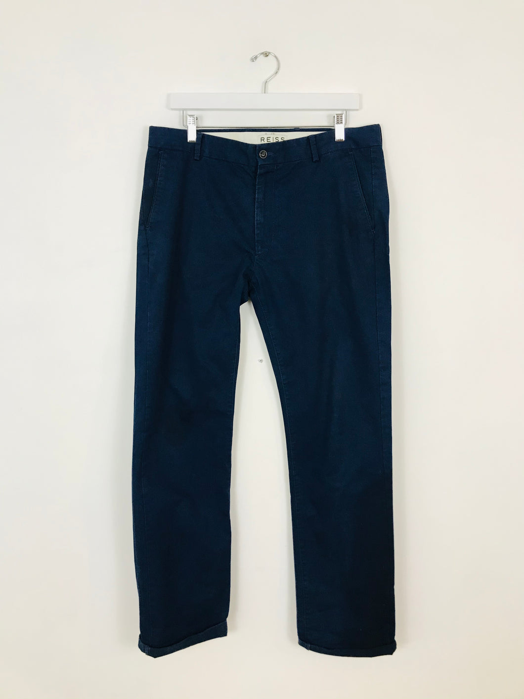 Reiss Men’s Straight Leg Chino Trousers | M W35 L31 | Blue