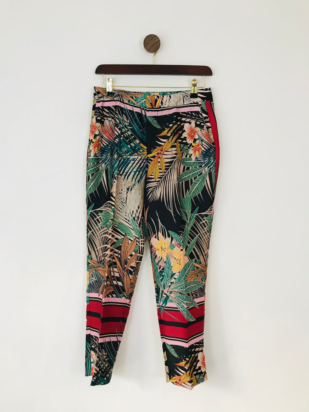Zara Women’s Tropical Print Straight Trousers | XS UK6-8 | Multicolour