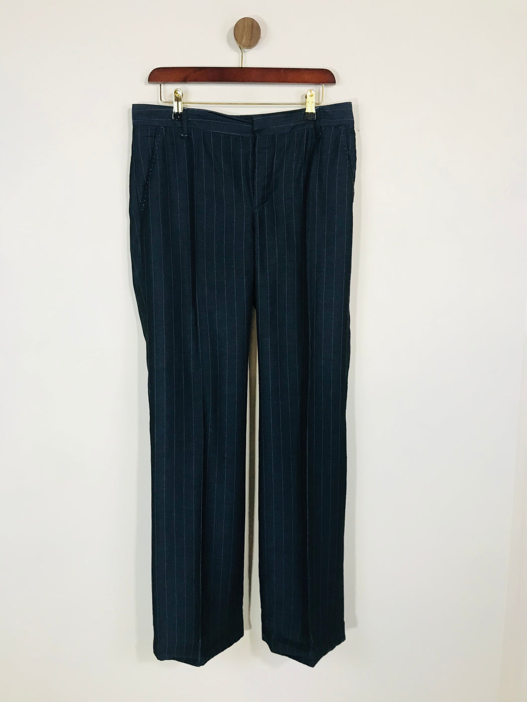 Zara Women's Striped Smart Trousers | EU40 UK12 | Blue