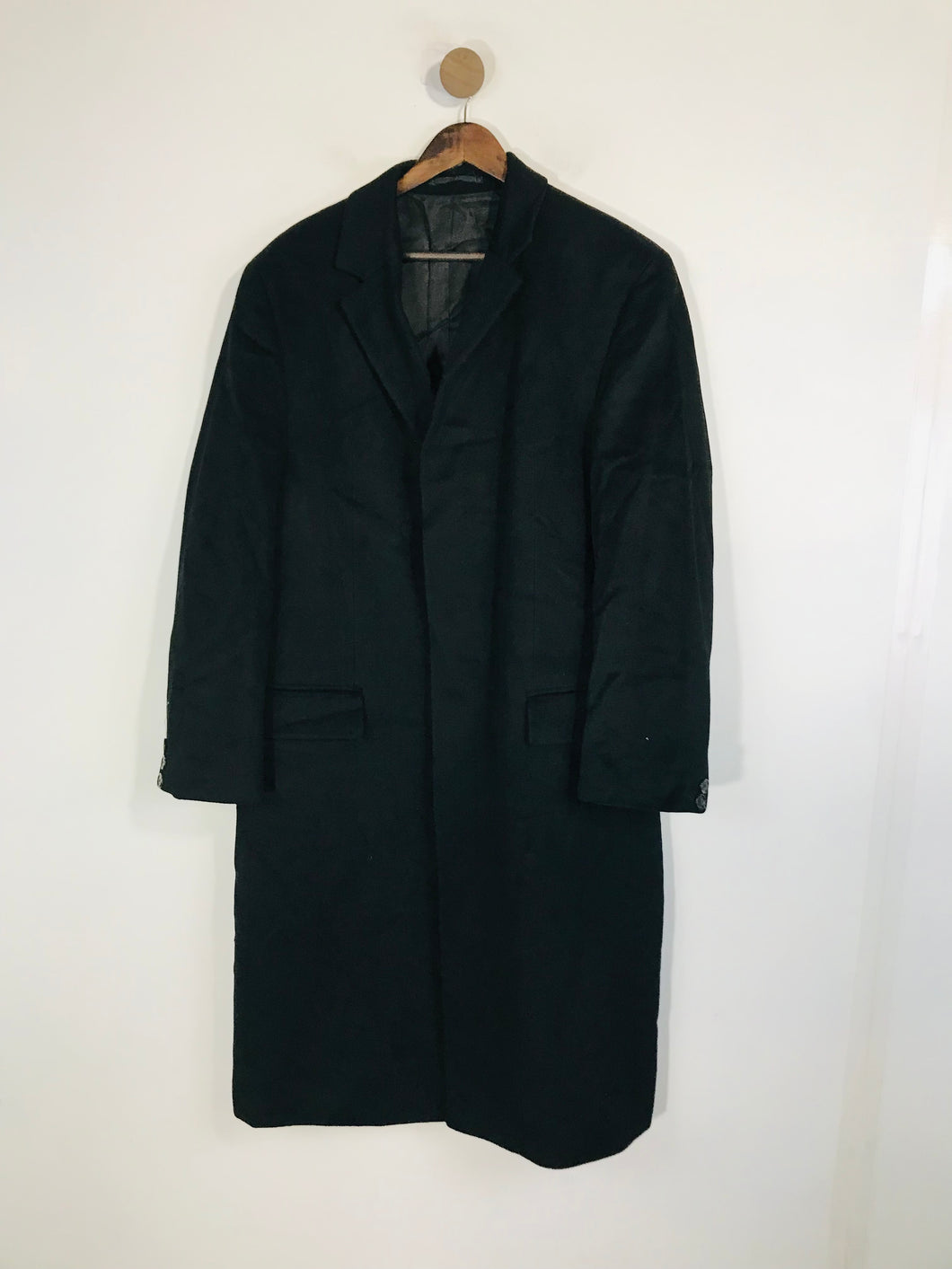 Hugo Boss Men's Wool Smart Long Overcoat | 54 | Black