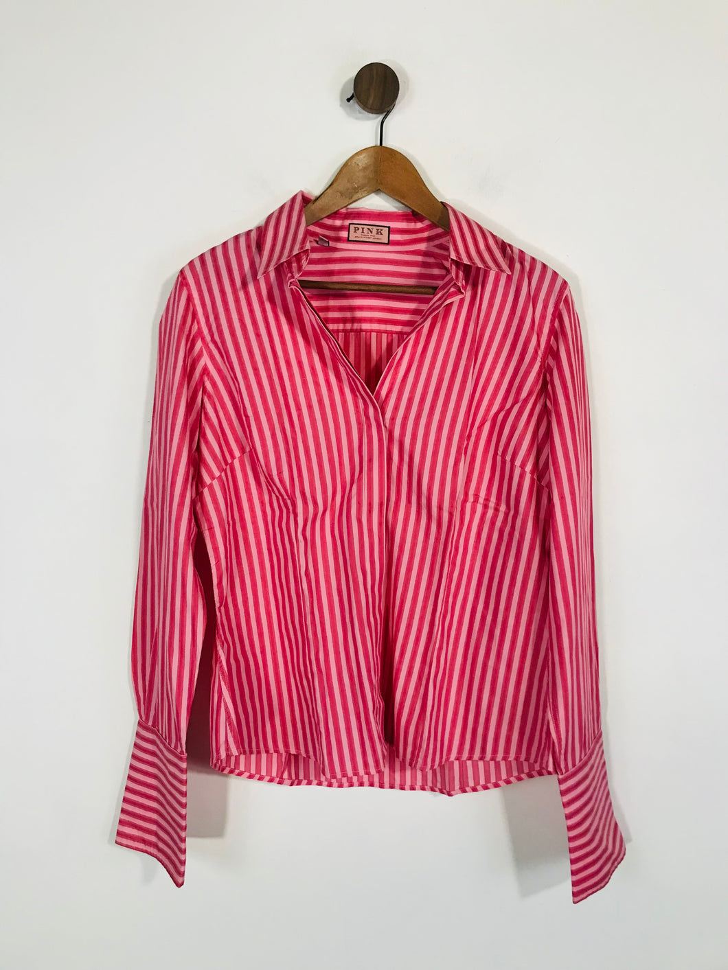 Pink Women's Cotton Striped Button-Up Shirt | UK16 | Pink