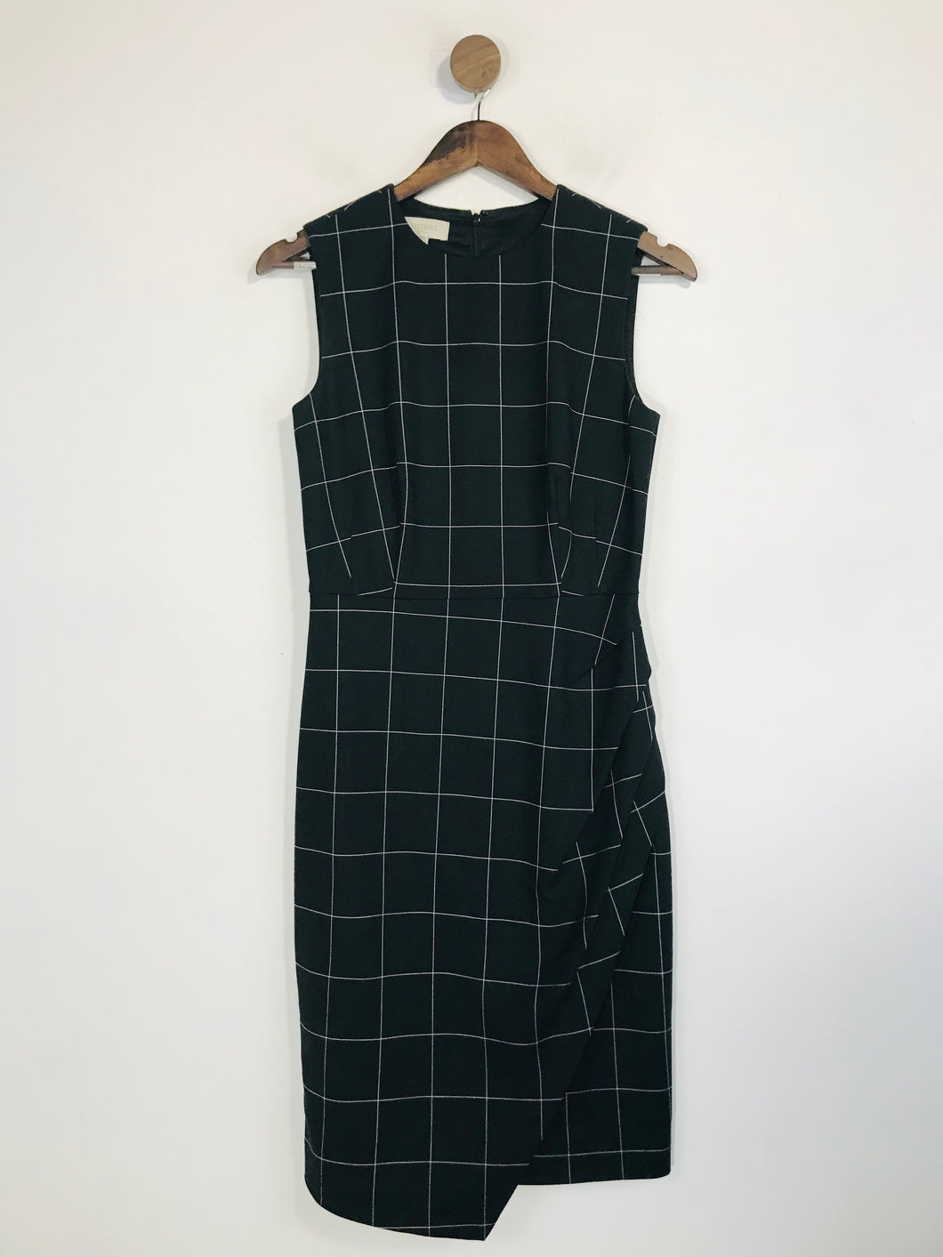 Hobbs Women's Check Gingham Smart Sheath Dress | UK8 | Black