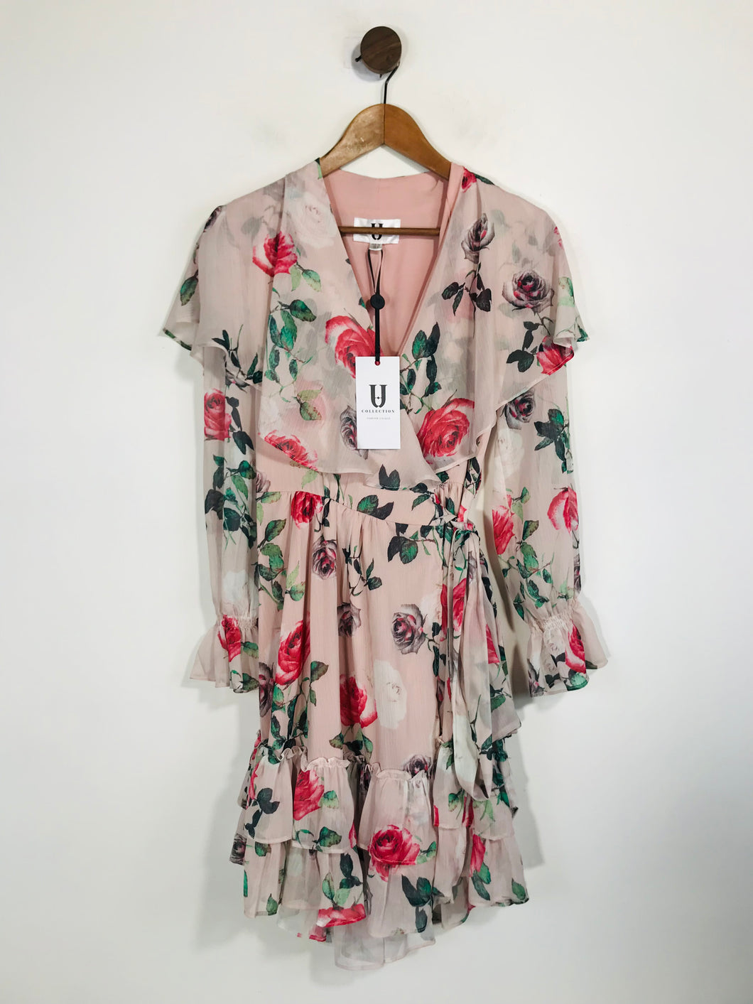 Forever Unique Women's Floral Ruffle Wrap Dress NWT | UK10 | Pink