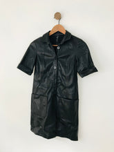 Load image into Gallery viewer, Zara Women&#39;s Faux Leather Button Up Mini Dress | XS UK6-8 | Black
