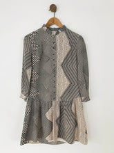 Load image into Gallery viewer, Reiss Women&#39;s Chevron Smock Long Sleeve Shirt Dress | UK8 | Black
